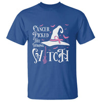 Breast Cancer Awareness T Shirt Cancer Picked The Wrong Witch Hat Broom Bat Pink Ribbon - Wonder Print Shop