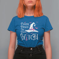 Breast Cancer Awareness T Shirt For Women Cancer Picked The Wrong Witch Hat Broom Bat Pink Ribbon - Wonder Print Shop