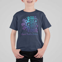 Suicide Prevention Awareness T Shirt For Kid You Are Worthy You Are Loved You Are Needed You Are Enough Hand Butterfly - Wonder Print Shop