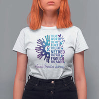 Suicide Prevention Awareness T Shirt For Women You Are Worthy You Are Loved You Are Needed You Are Enough Hand Butterfly - Wonder Print Shop