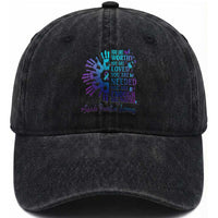 Suicide Prevention Awareness Washed Cotton Baseball Cap You Are Worthy You Are Loved You Are Needed You Are Enough Hand Butterfly