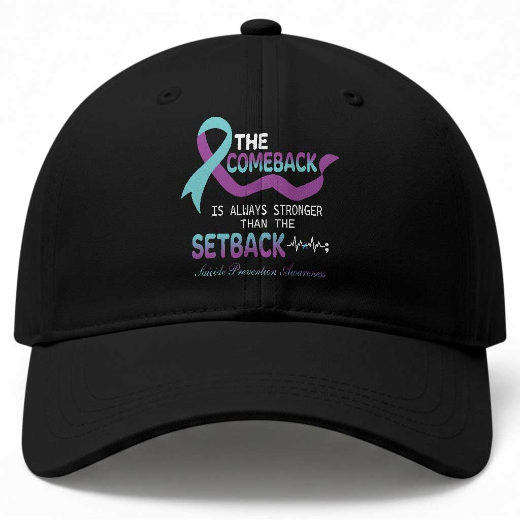 Suicide Prevention Awareness Baseball Cap The Comeback Is Always Stronger Than The Setback Heartbeat