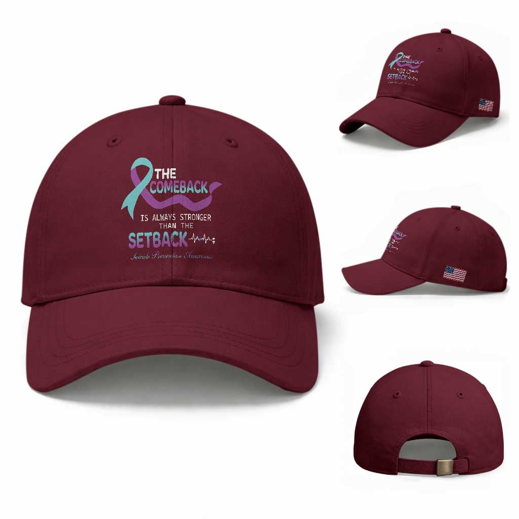 Suicide Prevention Awareness Baseball Cap The Comeback Is Always Stronger Than The Setback Heartbeat