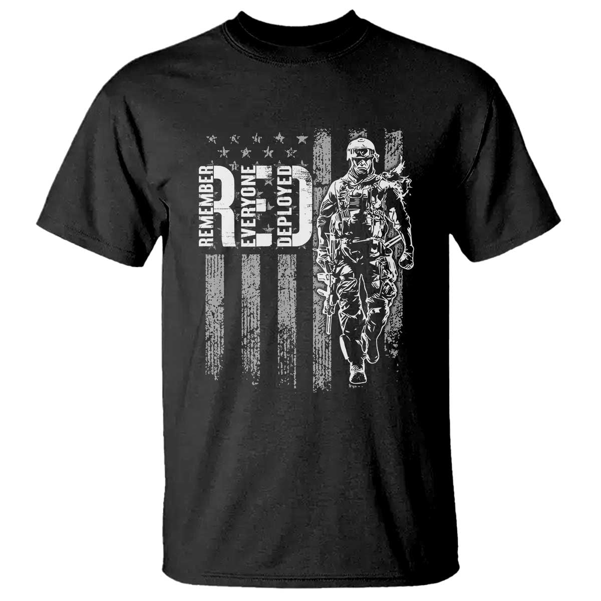 RED Friday T Shirt Remember Everyone Deployed American Flag Military Patriotic Veteran - Wonder Print Shop