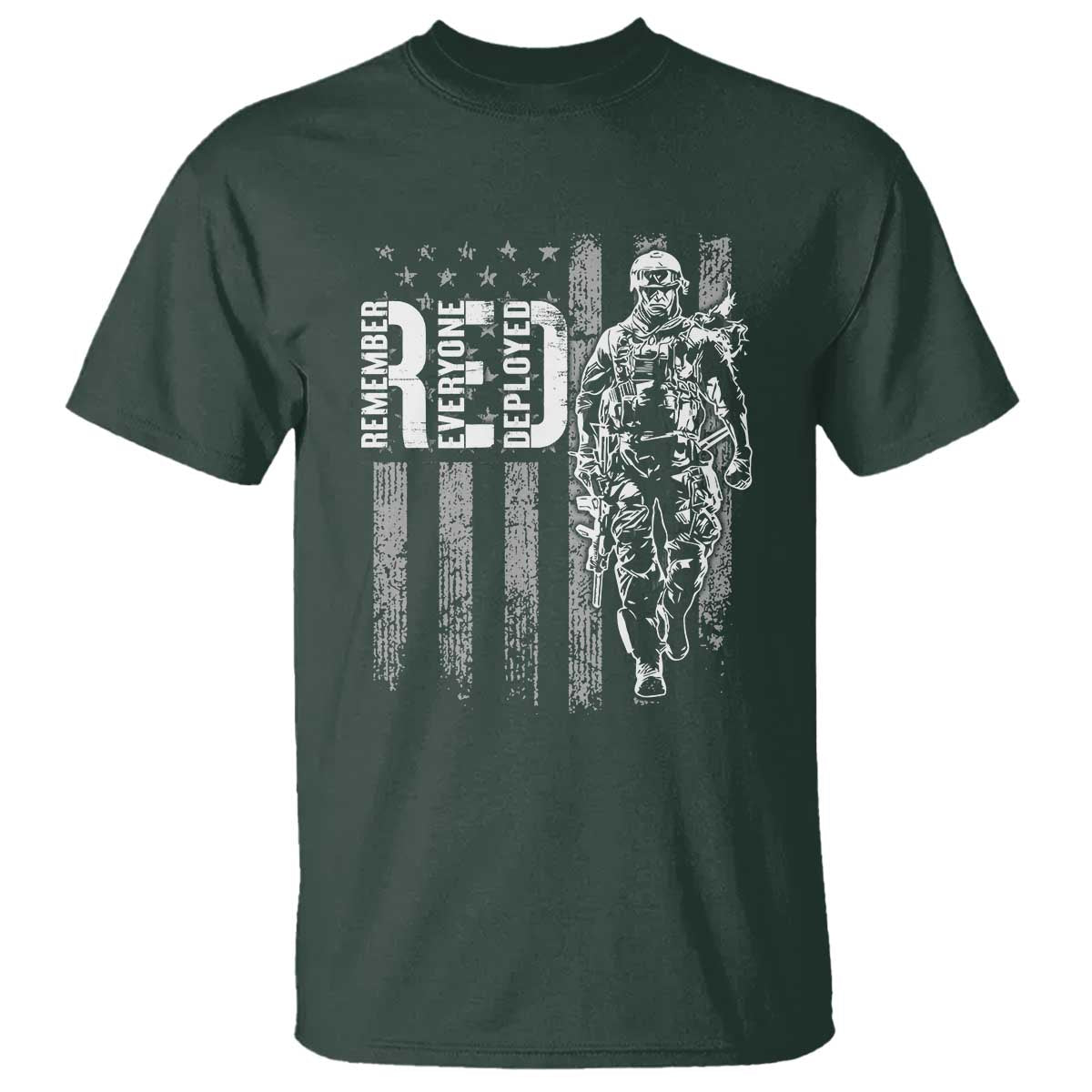 RED Friday T Shirt Remember Everyone Deployed American Flag Military Patriotic Veteran - Wonder Print Shop