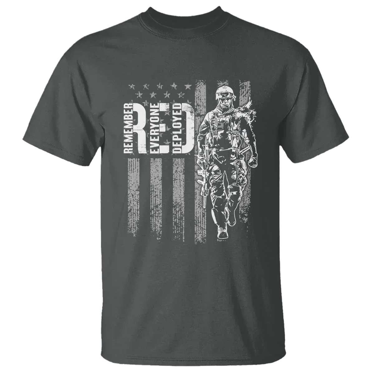 RED Friday T Shirt Remember Everyone Deployed American Flag Military Patriotic Veteran - Wonder Print Shop