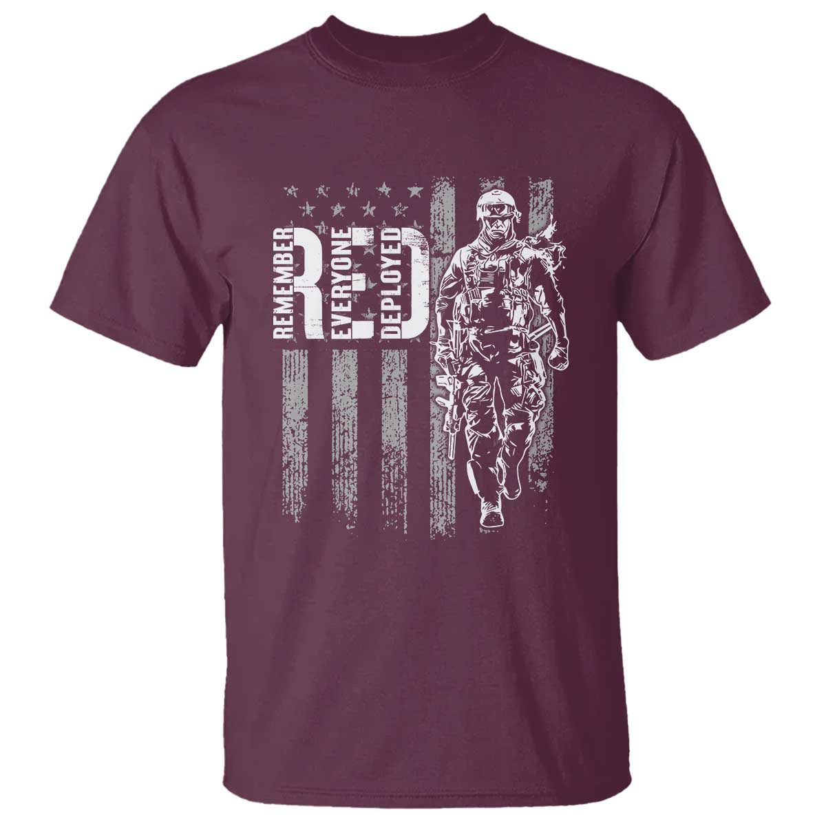 RED Friday T Shirt Remember Everyone Deployed American Flag Military Patriotic Veteran - Wonder Print Shop