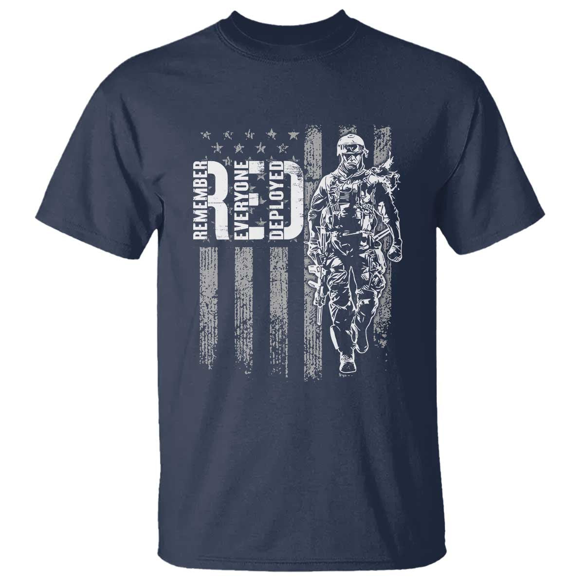 RED Friday T Shirt Remember Everyone Deployed American Flag Military Patriotic Veteran - Wonder Print Shop