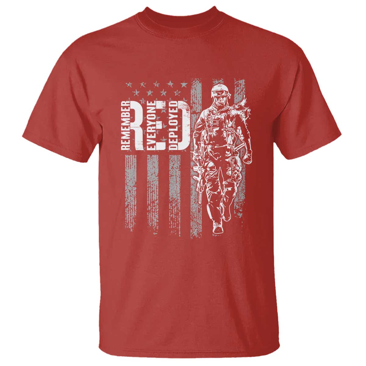 RED Friday T Shirt Remember Everyone Deployed American Flag Military Patriotic Veteran - Wonder Print Shop