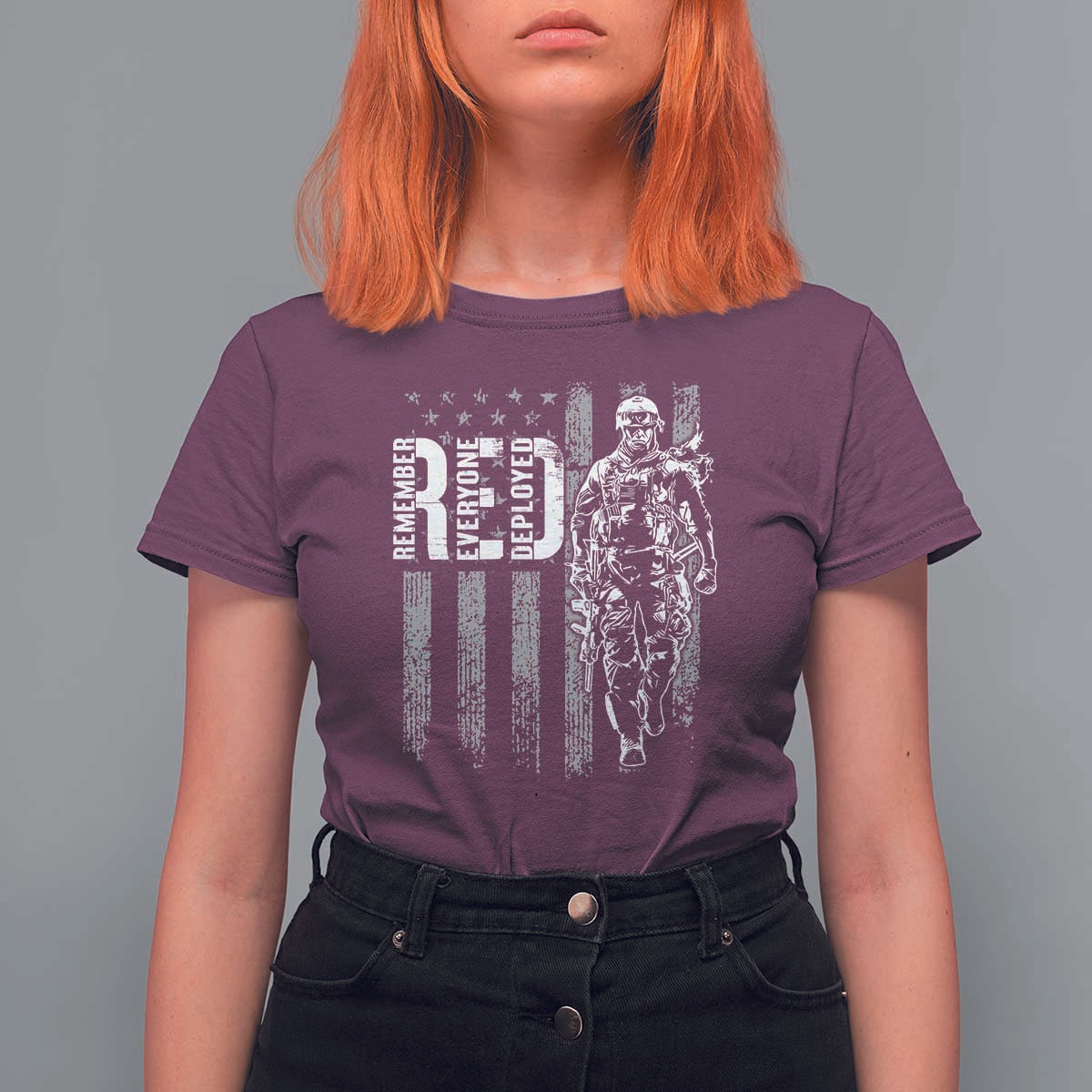 RED Friday T Shirt For Women Remember Everyone Deployed American Flag Military Patriotic Veteran - Wonder Print Shop