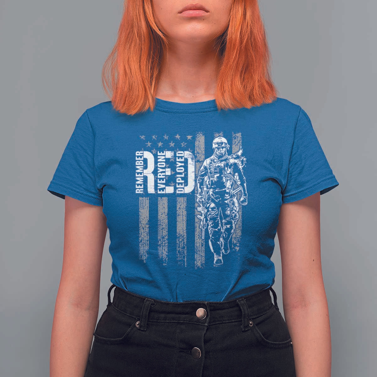 RED Friday T Shirt For Women Remember Everyone Deployed American Flag Military Patriotic Veteran - Wonder Print Shop