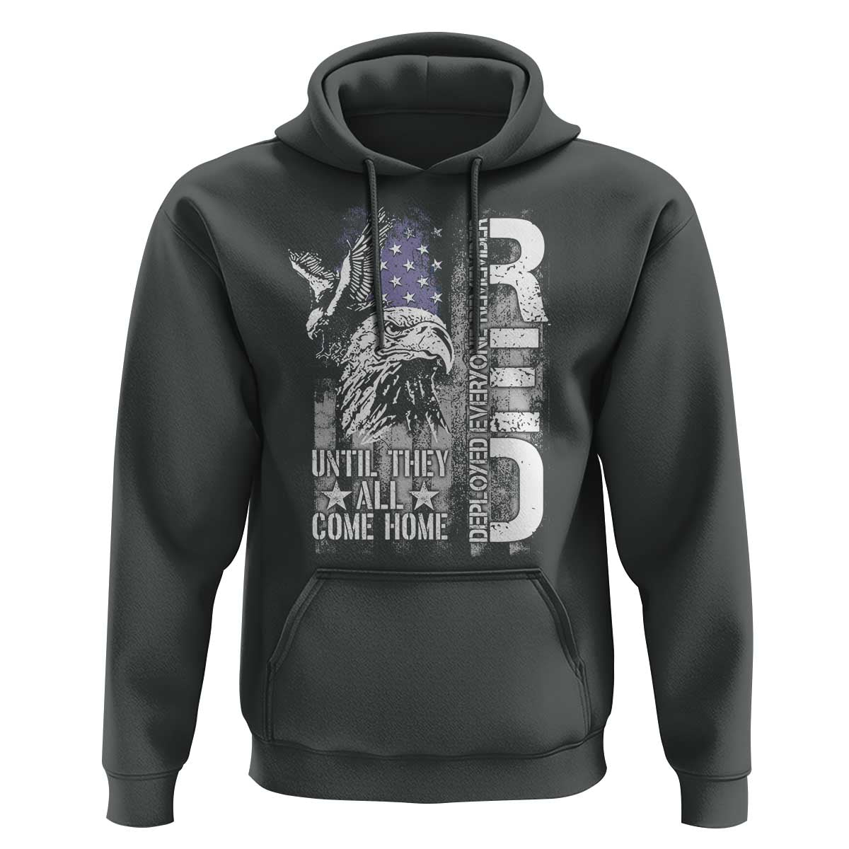 RED Friday Hoodie Remember Everyone Deployed Until They All Come Home Military Eagle USA Flag - Wonder Print Shop