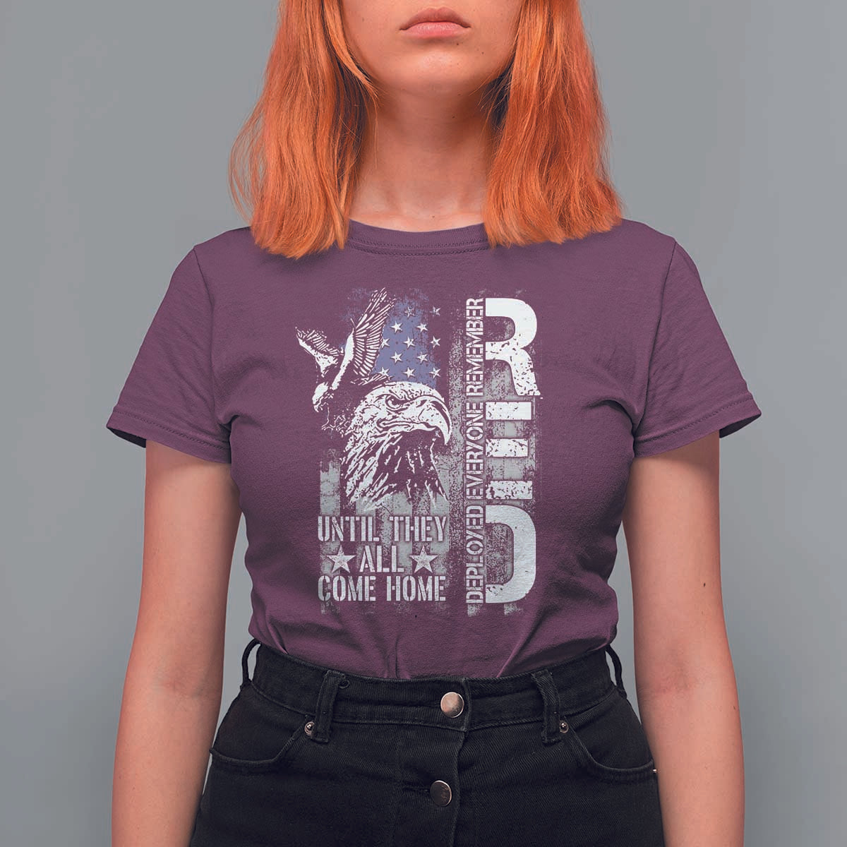 RED Friday T Shirt For Women Remember Everyone Deployed Until They All Come Home Military Eagle USA Flag - Wonder Print Shop