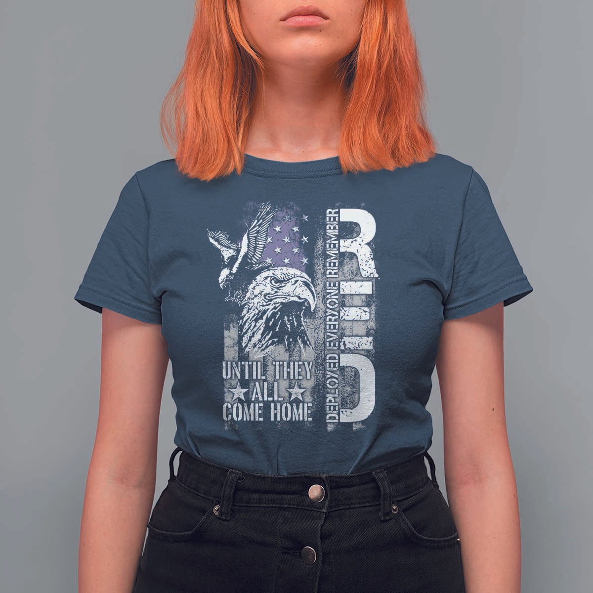 RED Friday T Shirt For Women Remember Everyone Deployed Until They All Come Home Military Eagle USA Flag - Wonder Print Shop