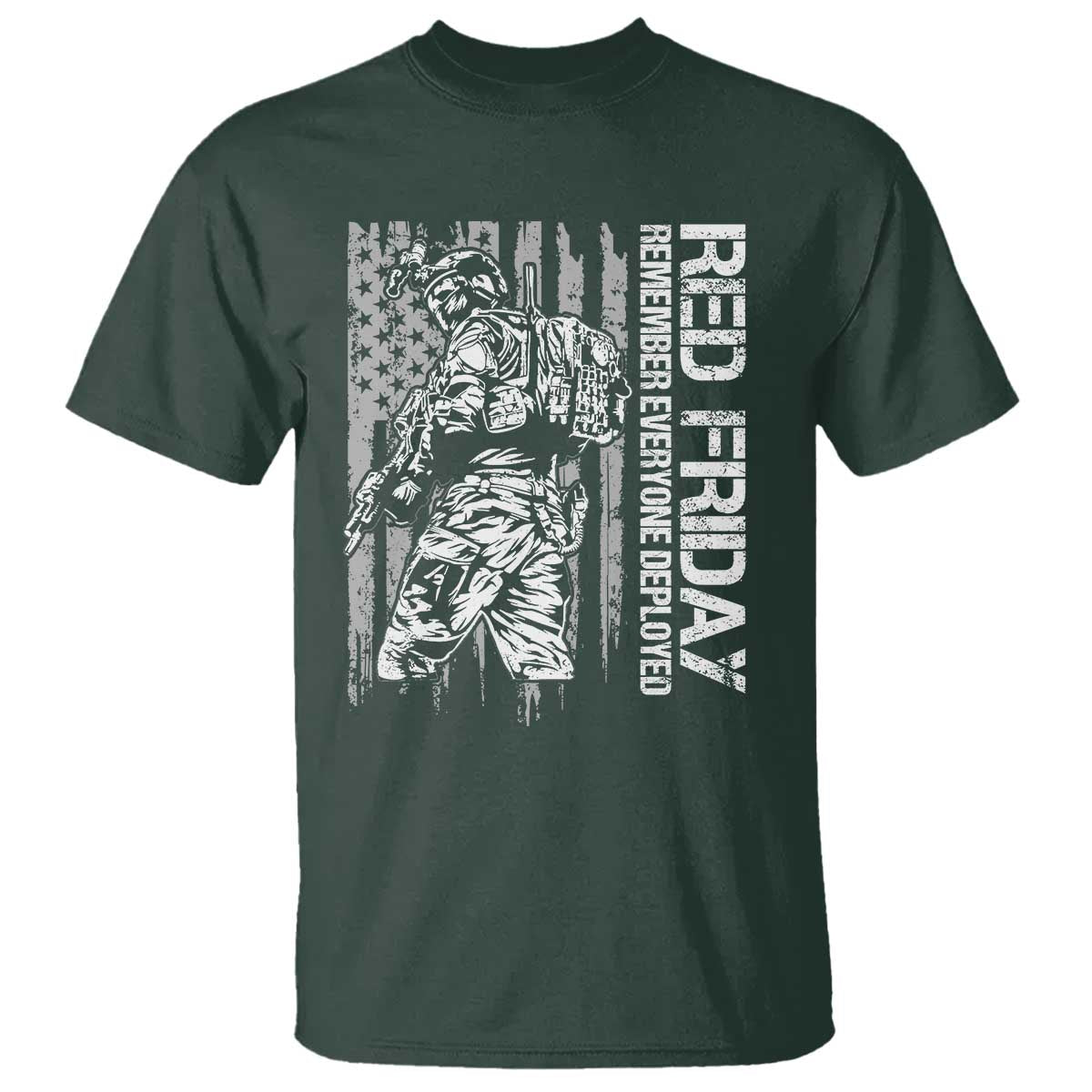 RED Friday T Shirt Remember Everyone Deployed Military American Flag - Wonder Print Shop