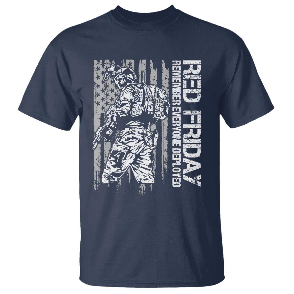 RED Friday T Shirt Remember Everyone Deployed Military American Flag - Wonder Print Shop