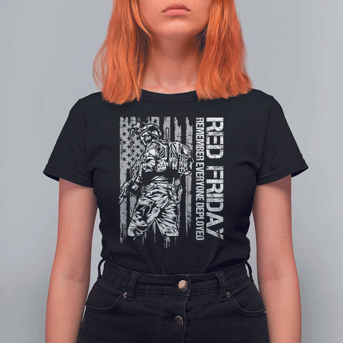 RED Friday T Shirt For Women Remember Everyone Deployed Military American Flag - Wonder Print Shop