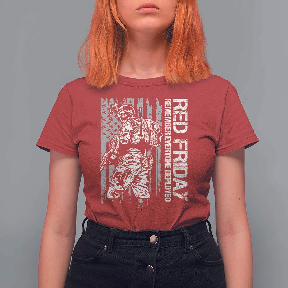 RED Friday T Shirt For Women Remember Everyone Deployed Military American Flag - Wonder Print Shop