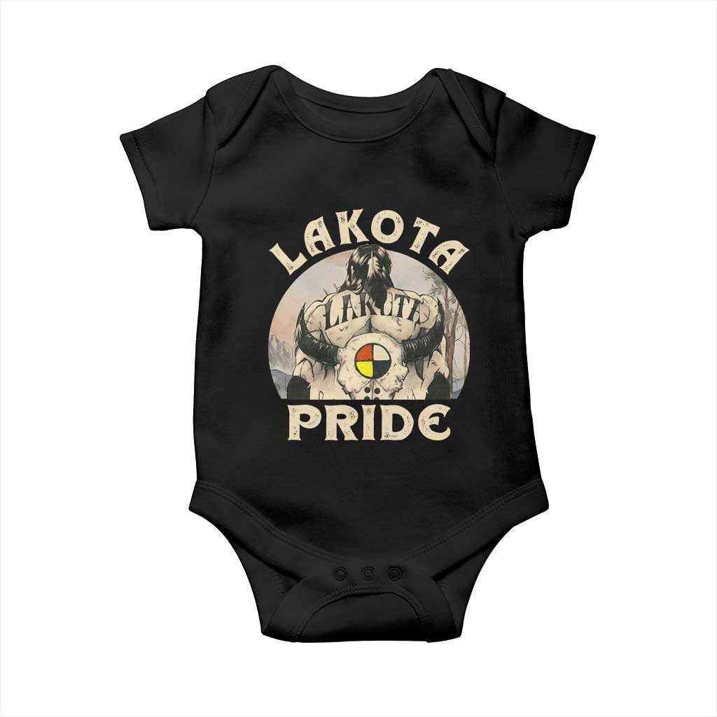 Native American Baby Onesie Lakota Pride Medicine Wheel Cow Skull - Wonder Print Shop