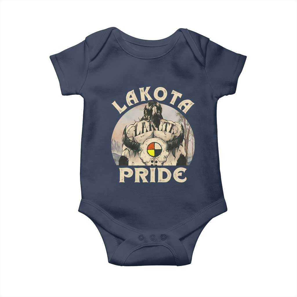 Native American Baby Onesie Lakota Pride Medicine Wheel Cow Skull - Wonder Print Shop