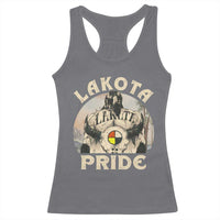 Native American Racerback Tank Top Lakota Pride Medicine Wheel Cow Skull - Wonder Print Shop