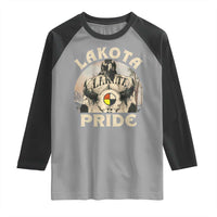 Native American Raglan Shirt Lakota Pride Medicine Wheel Cow Skull - Wonder Print Shop