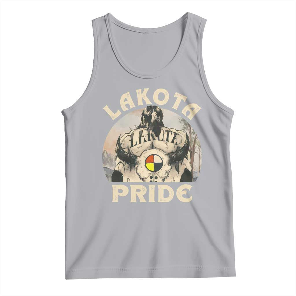 Native American Tank Top Lakota Pride Medicine Wheel Cow Skull - Wonder Print Shop