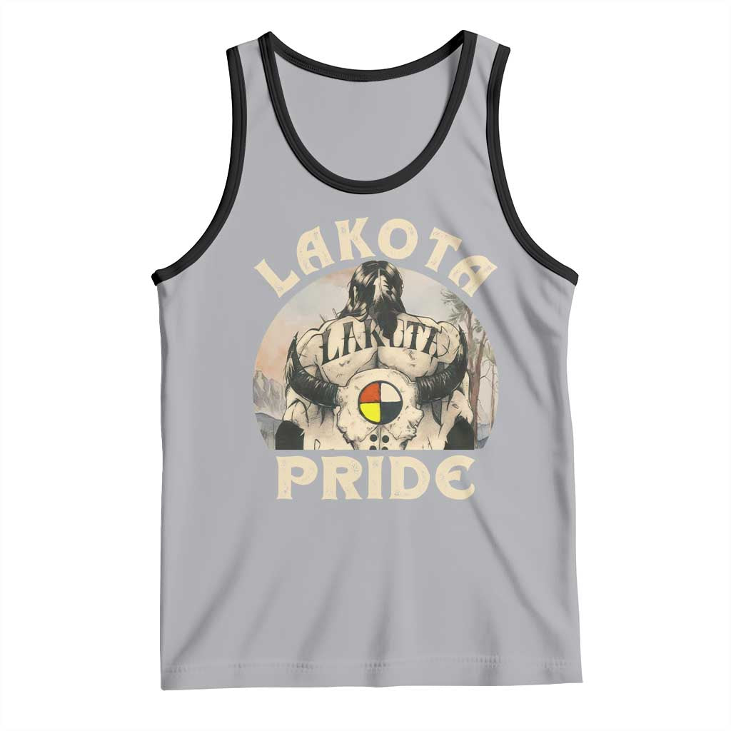 Native American Tank Top Lakota Pride Medicine Wheel Cow Skull - Wonder Print Shop