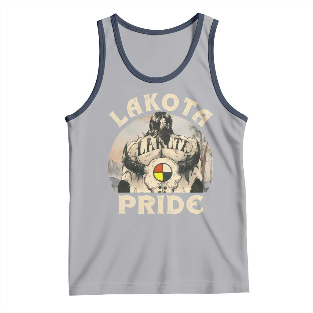 Native American Tank Top Lakota Pride Medicine Wheel Cow Skull - Wonder Print Shop