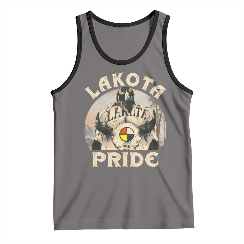 Native American Tank Top Lakota Pride Medicine Wheel Cow Skull - Wonder Print Shop