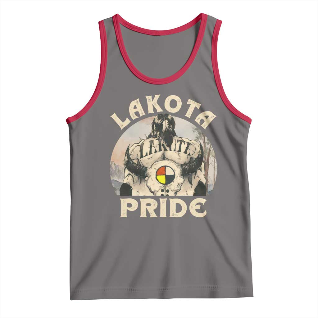 Native American Tank Top Lakota Pride Medicine Wheel Cow Skull - Wonder Print Shop