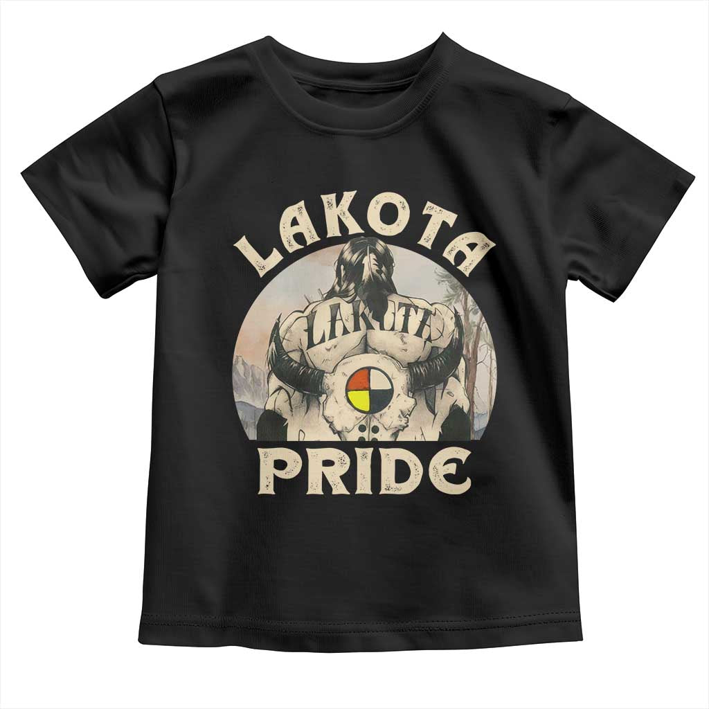 Native American Toddler T Shirt Lakota Pride Medicine Wheel Cow Skull - Wonder Print Shop