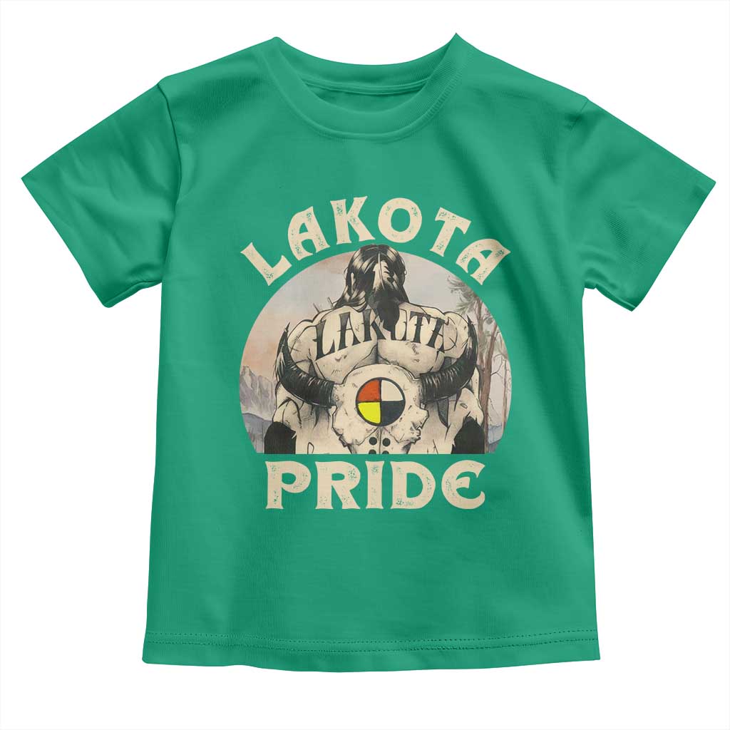 Native American Toddler T Shirt Lakota Pride Medicine Wheel Cow Skull - Wonder Print Shop