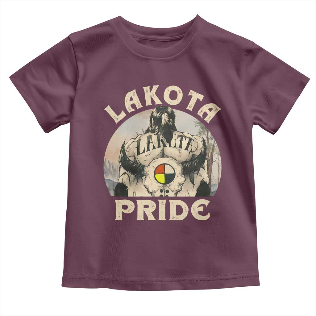 Native American Toddler T Shirt Lakota Pride Medicine Wheel Cow Skull - Wonder Print Shop
