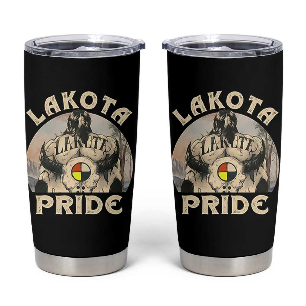 Native American Tumbler Cup Lakota Pride Medicine Wheel Cow Skull - Wonder Print Shop