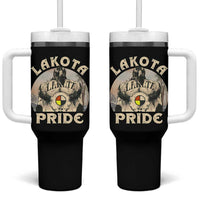 Native American Tumbler With Handle Lakota Pride Medicine Wheel Cow Skull - Wonder Print Shop