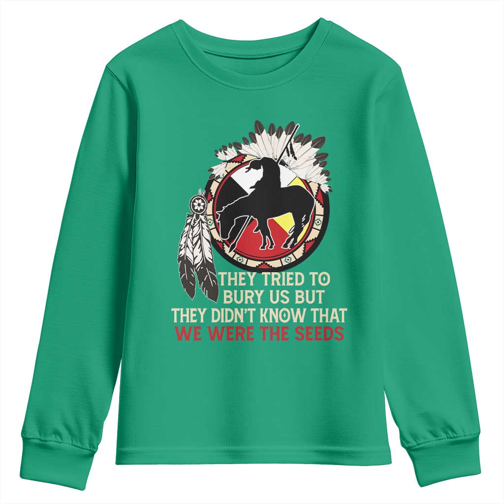 Native American Youth Sweatshirt They Tried To Bury Us But They Didn't Know That Medicine Wheel - Wonder Print Shop