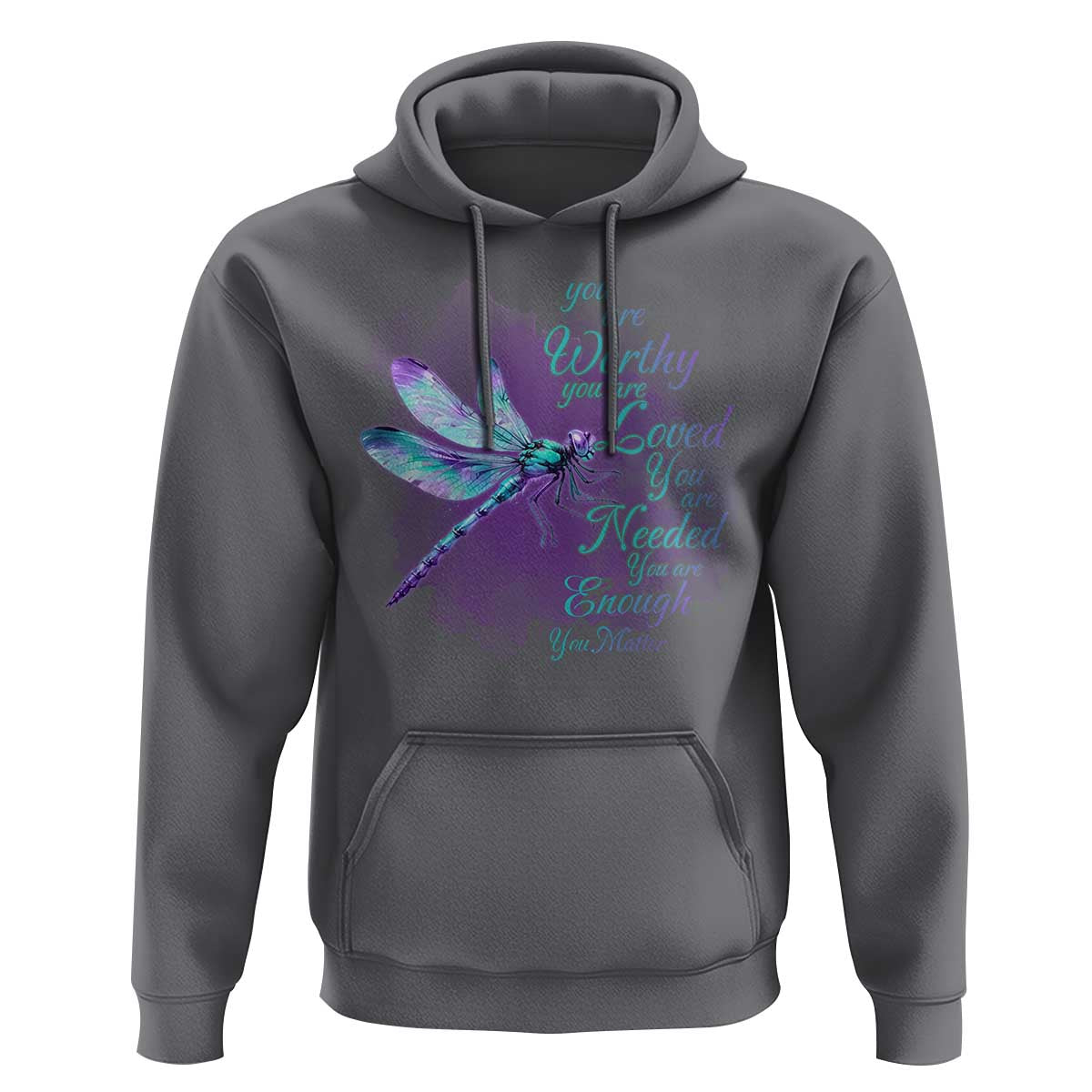 Suicide Prevention Awareness Hoodie You Are Worthy Loved Needed Enough Dragonfly - Wonder Print Shop