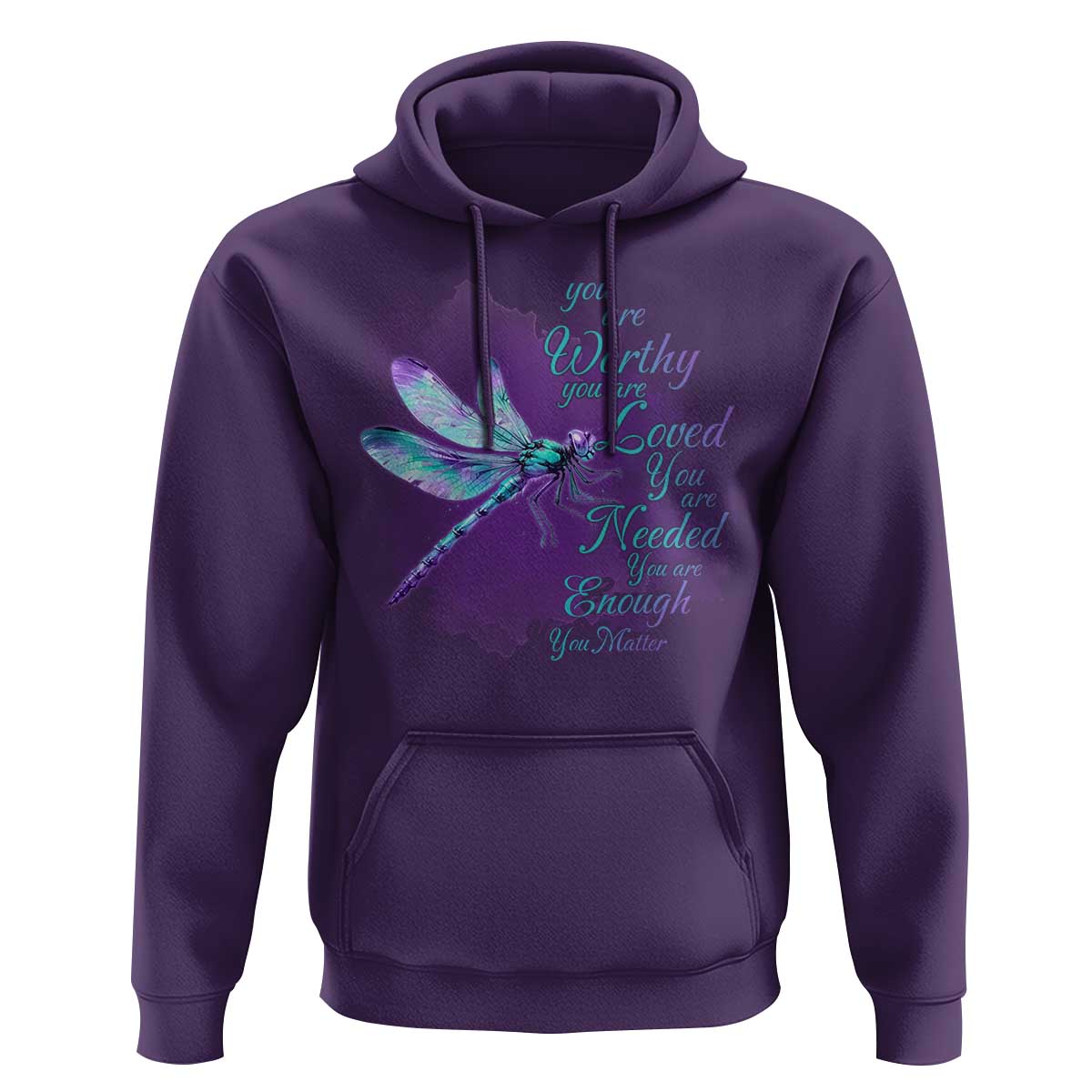 Suicide Prevention Awareness Hoodie You Are Worthy Loved Needed Enough Dragonfly - Wonder Print Shop