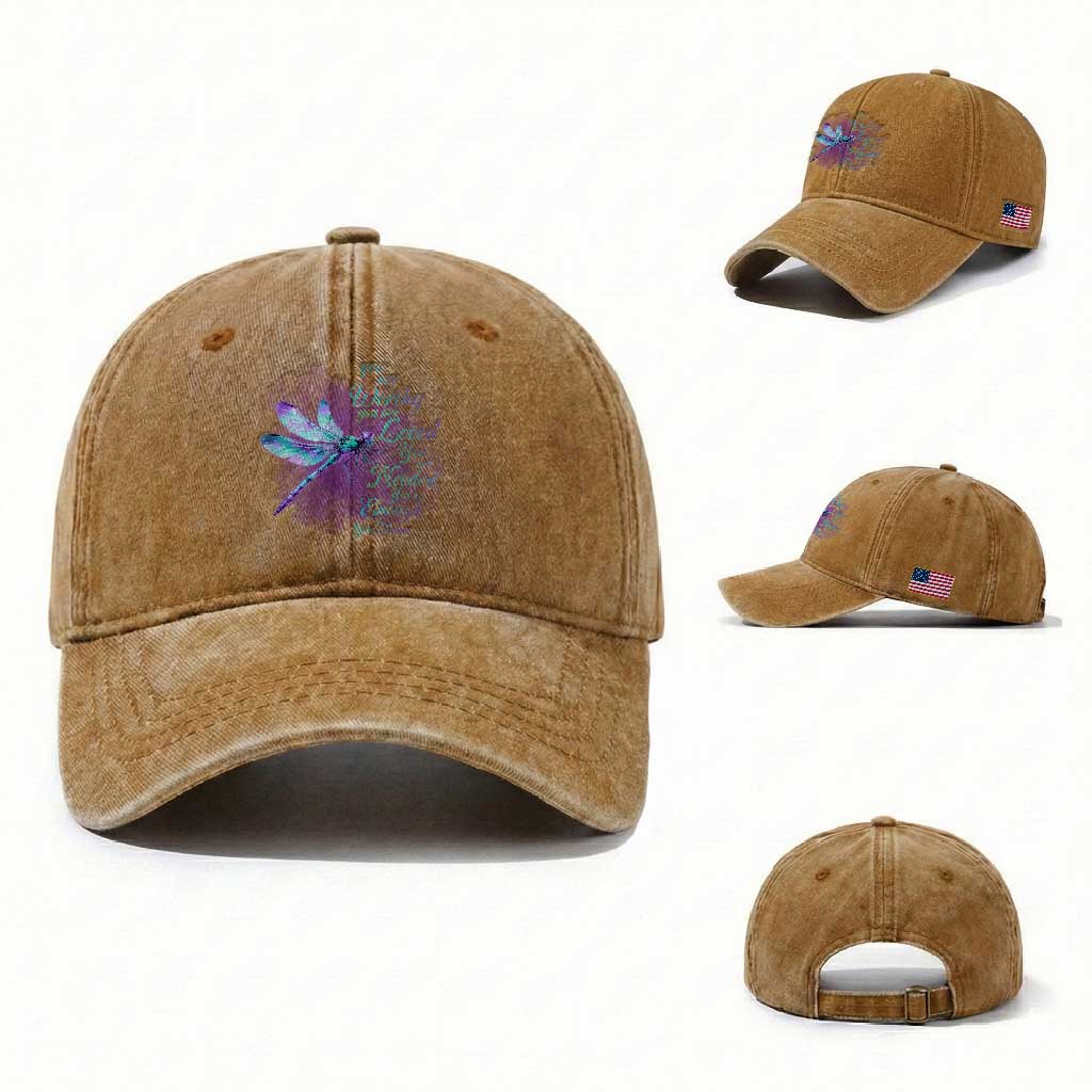 Suicide Prevention Awareness Washed Cotton Baseball Cap You Are Worthy Loved Needed Enough Dragonfly