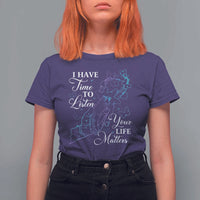 Suicide Prevention Awareness T Shirt For Women I Have Time To Listen Your Life Matters Butterfly Holding Hand - Wonder Print Shop