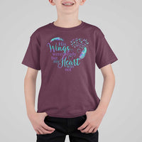 Suicide Prevention Awareness T Shirt For Kid His Wings Were Ready But My Heart Was Not Feathers - Wonder Print Shop