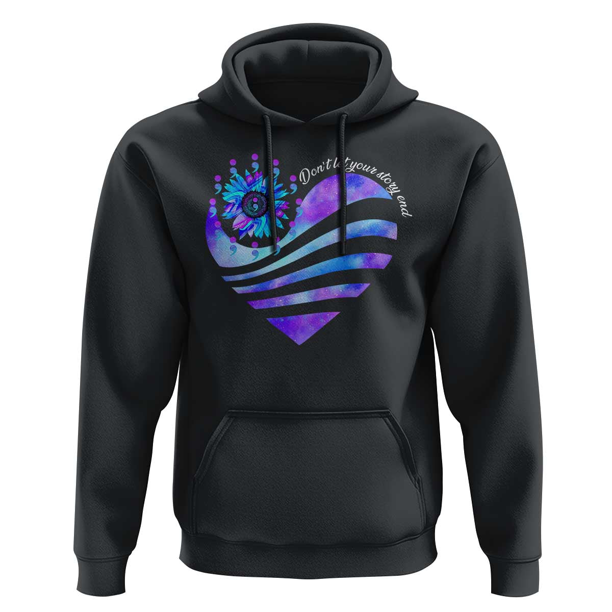 Suicide Prevention Awareness Hoodie Don't Let Your Story End Heart Semicolon Sunflower - Wonder Print Shop