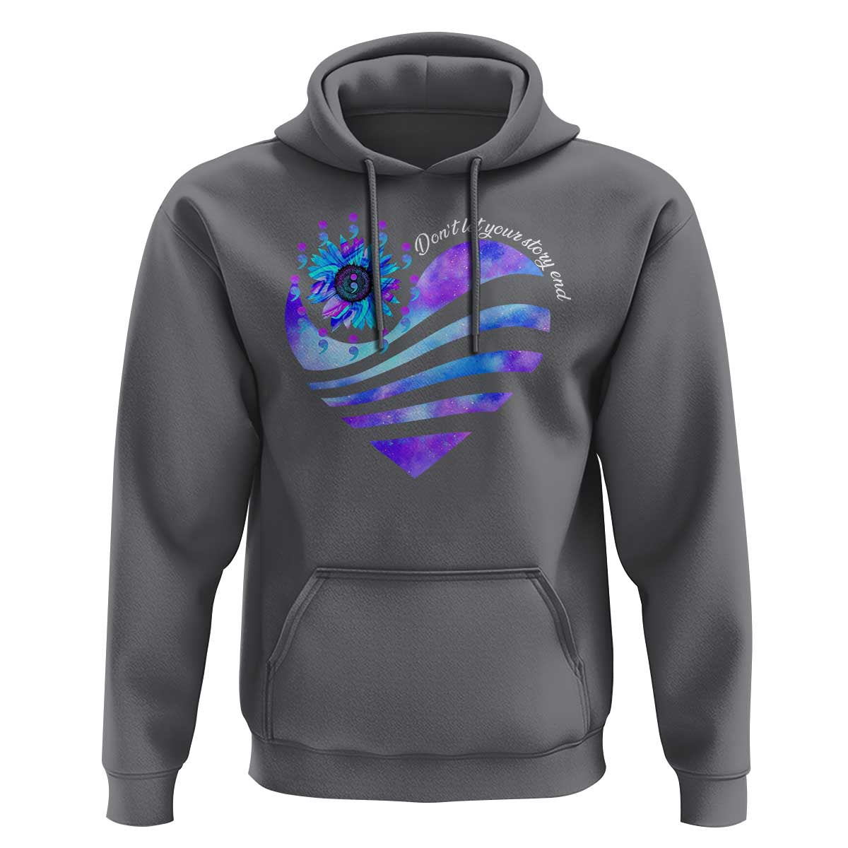 Suicide Prevention Awareness Hoodie Don't Let Your Story End Heart Semicolon Sunflower - Wonder Print Shop