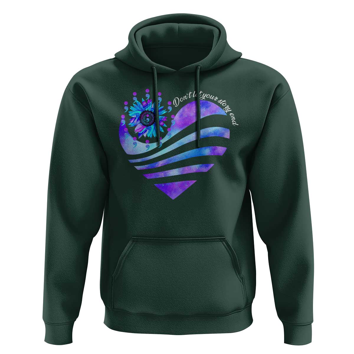 Suicide Prevention Awareness Hoodie Don't Let Your Story End Heart Semicolon Sunflower - Wonder Print Shop