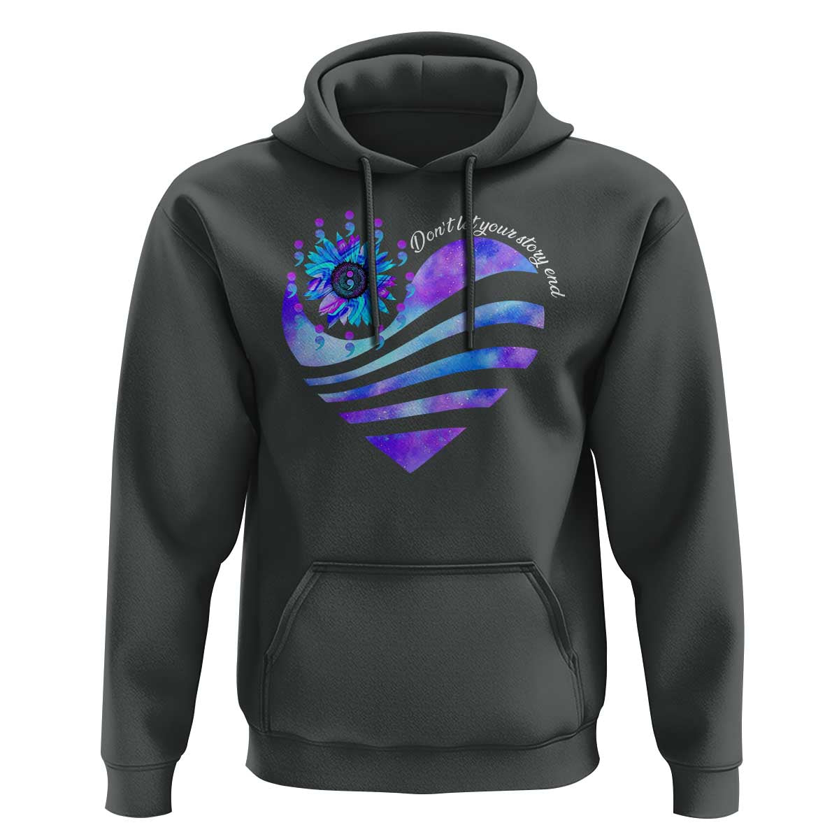 Suicide Prevention Awareness Hoodie Don't Let Your Story End Heart Semicolon Sunflower - Wonder Print Shop