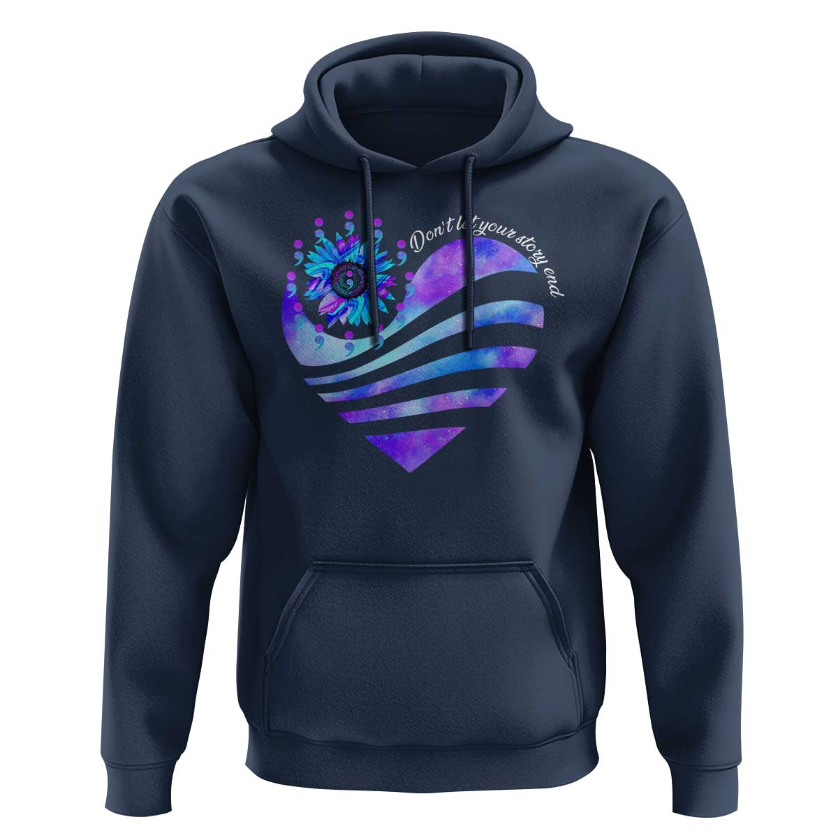 Suicide Prevention Awareness Hoodie Don't Let Your Story End Heart Semicolon Sunflower - Wonder Print Shop