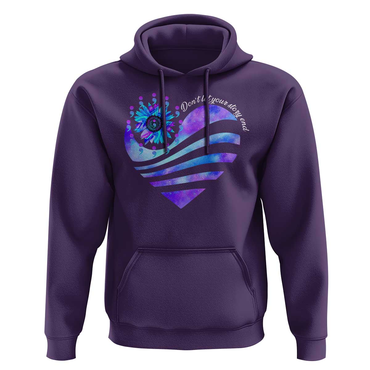 Suicide Prevention Awareness Hoodie Don't Let Your Story End Heart Semicolon Sunflower - Wonder Print Shop