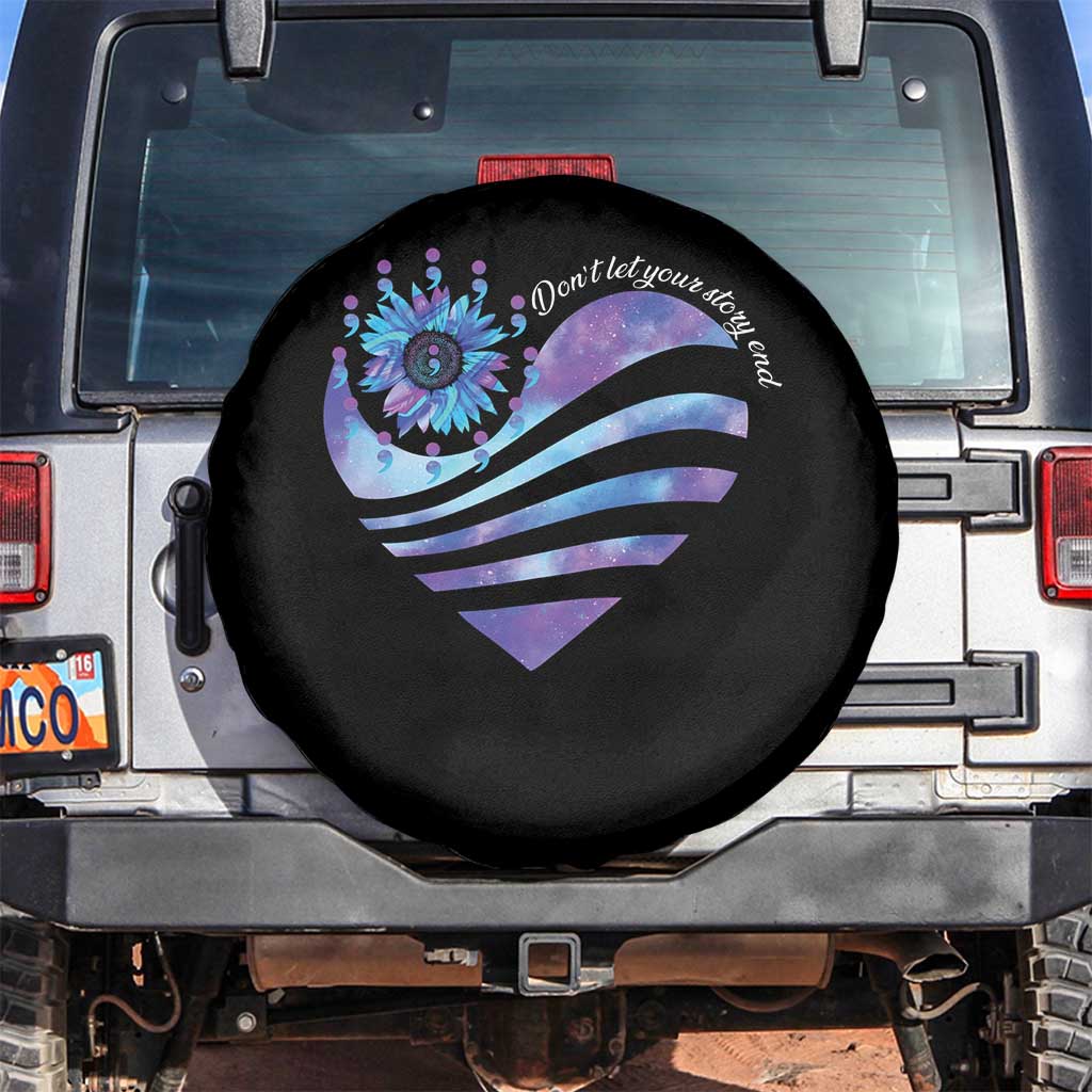 Suicide Prevention Awareness Spare Tire Cover Don't Let Your Story End Heart Semicolon Sunflower