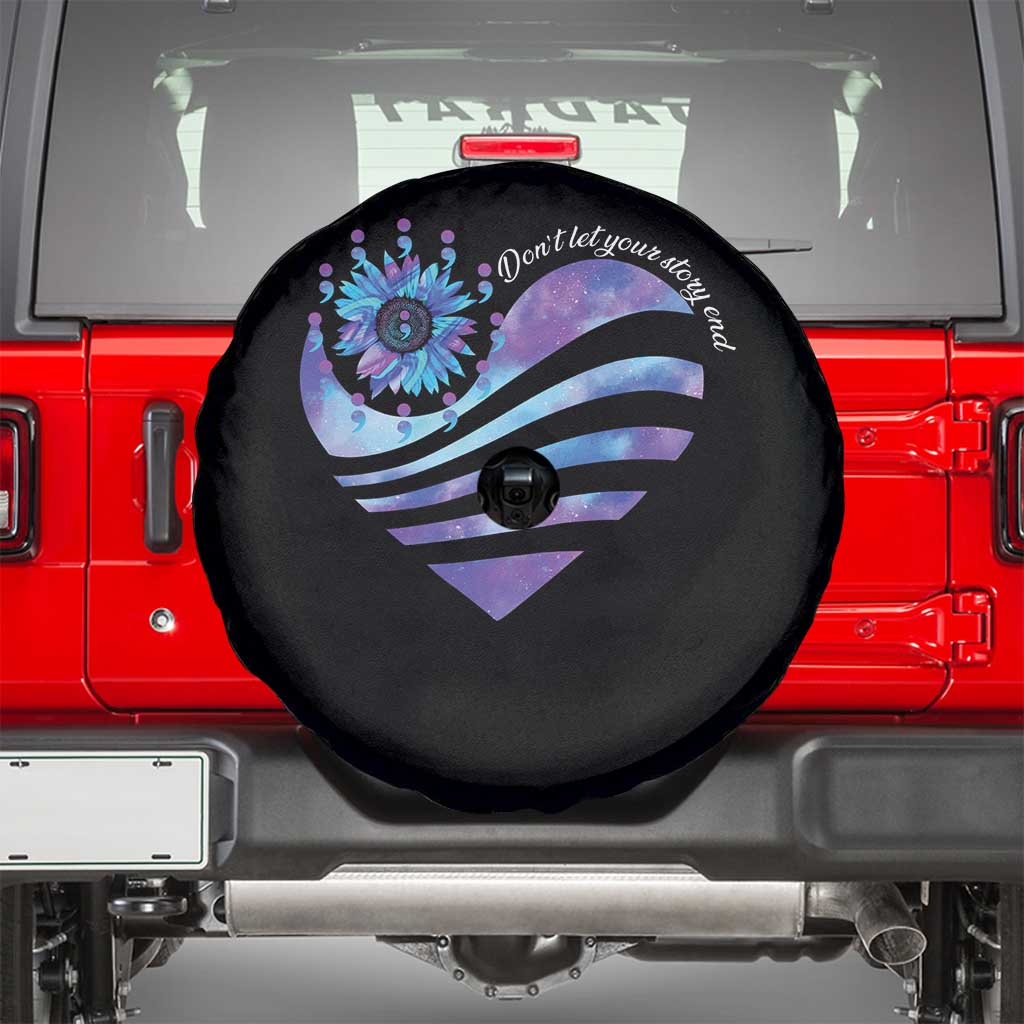 Suicide Prevention Awareness Spare Tire Cover Don't Let Your Story End Heart Semicolon Sunflower